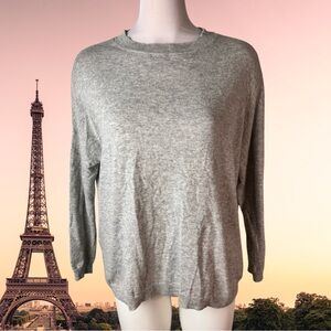 Weill Paris Gray Wool Cashmere Blend Sweater with Back Bow & Button Detail | US6